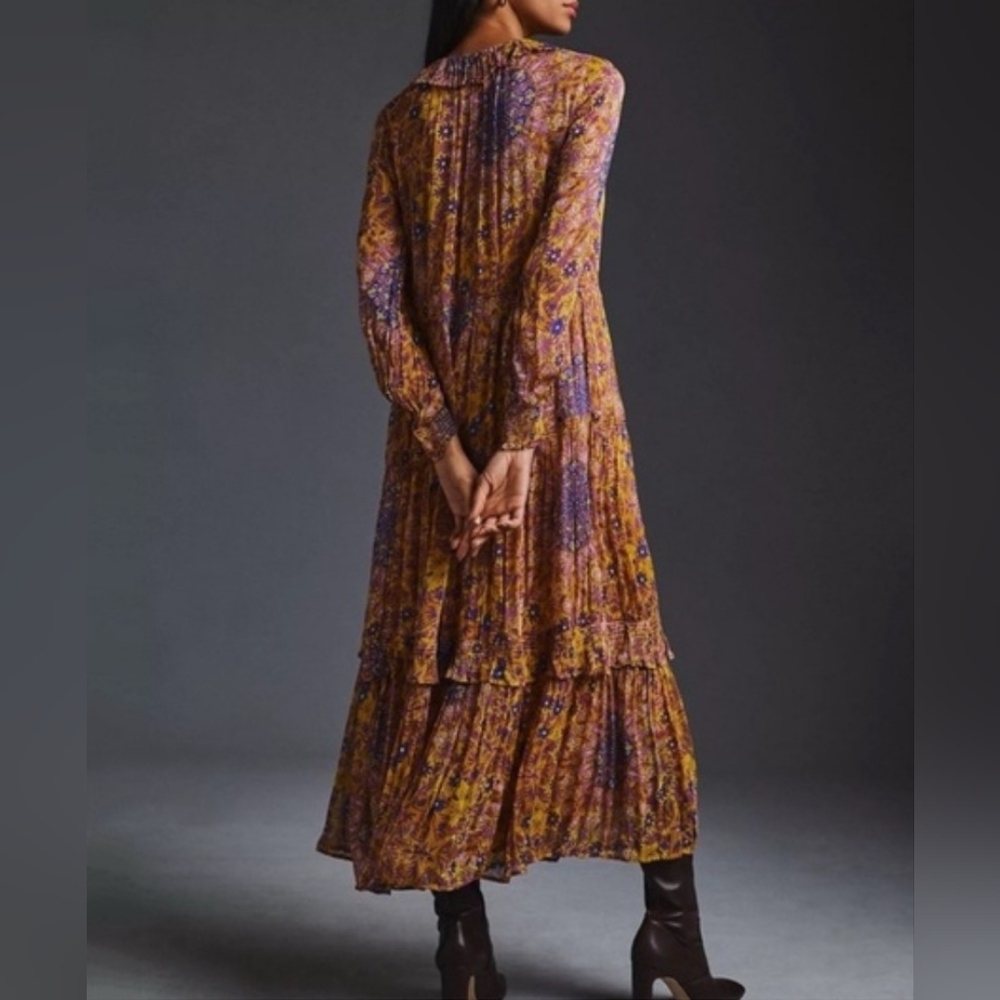Anthropologie The Marais Printed Chiffon Maxi Dress Size M - Picture 4 of 16